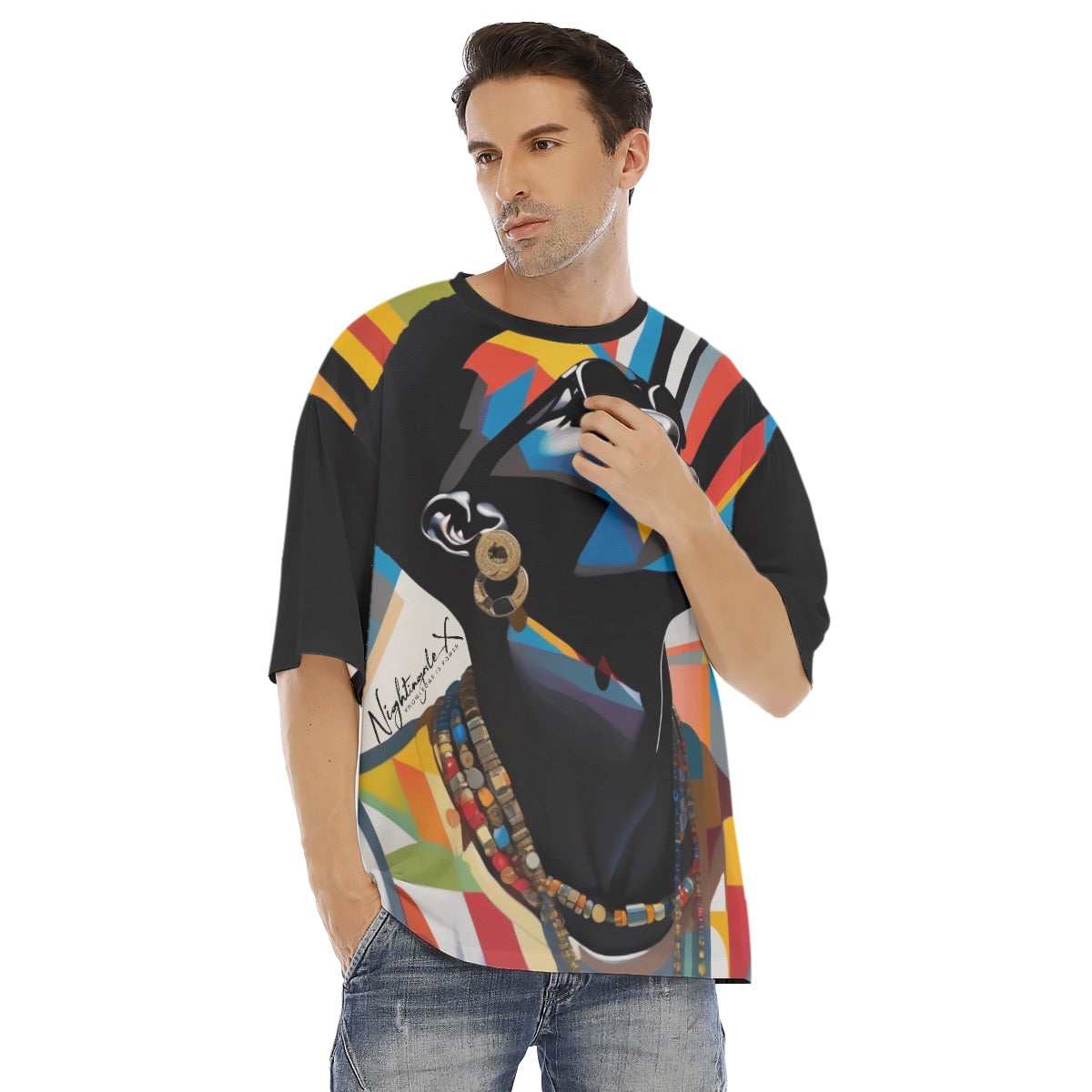 All-Over Print Men's Drop Shoulder T-shirt With Short Sleeve