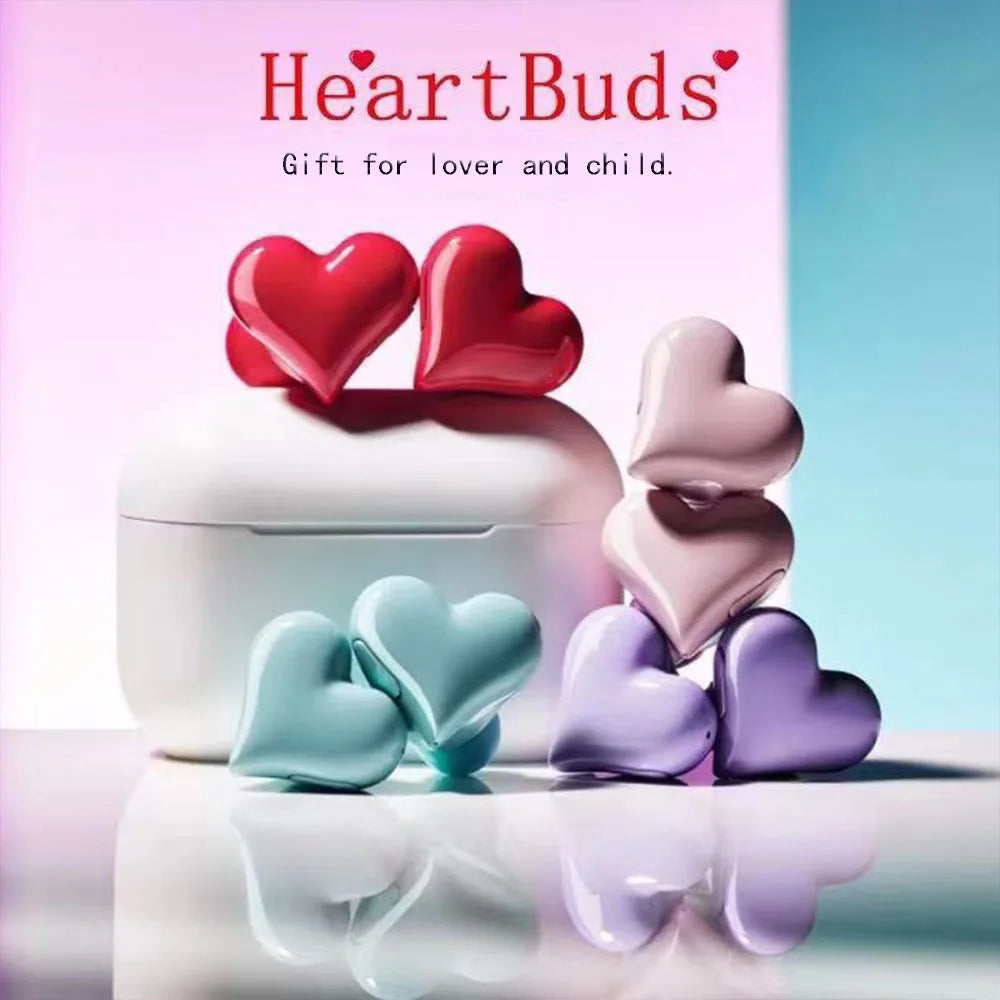 New Heart Shaped Wireless Bluetooth Headphones Heart Shaped Earphones Woman Earphone High Quality Heart Earbuds Girl Gift